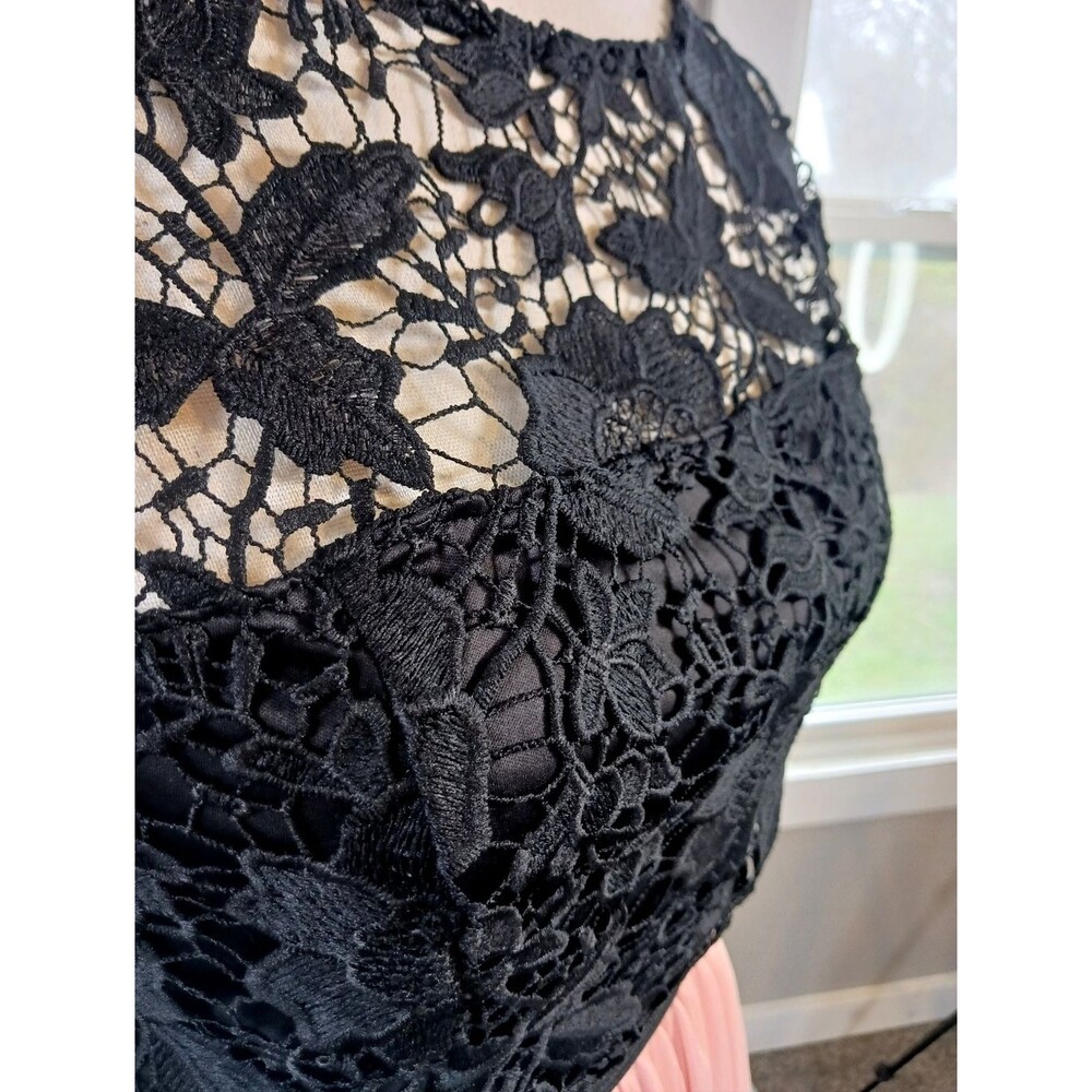 Formal Tulle Mini Dress Crochet Prom Cocktail Peach Black Size XL - Picture 5 of 14